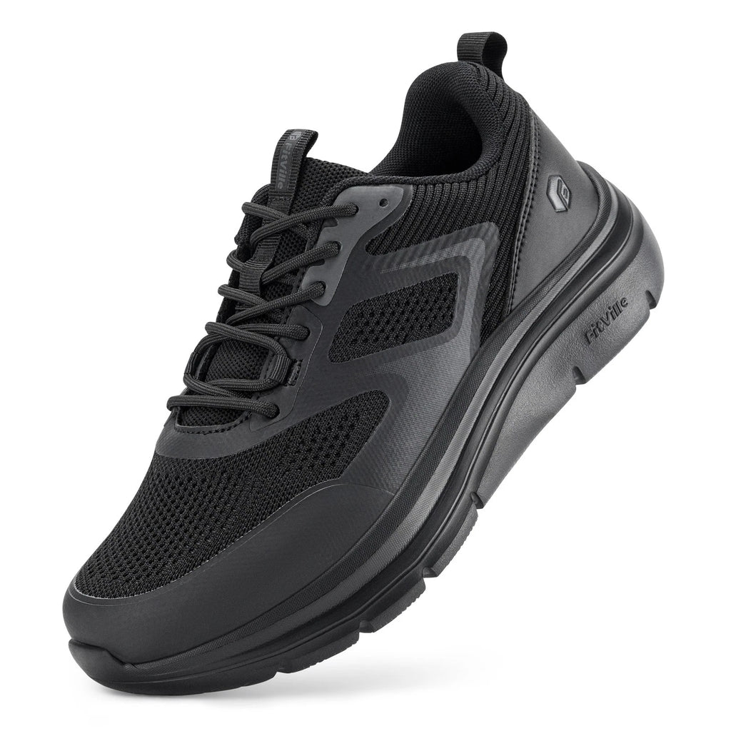 FitVille Men Extra Wide Sneakers Breathable Lightweight Walking Shoes Black/Blue
